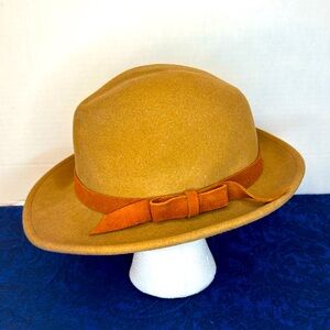 Goorin Bros. Unisex Camel Fedora w Suede Band -Sz L - Made in USA - 100% wool